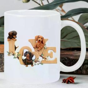 Dachshund Love Insulated Ceramic Coffee Mug - Reusable, Hand-Wash Only - Perfect Gift for Dog Lovers, White with