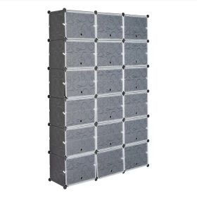 12 Layer Portable 72 Pairs Shoe Rack Storage Rack 36 Grid Tower Rack Storage Cabinet Bracket (Color: Black)