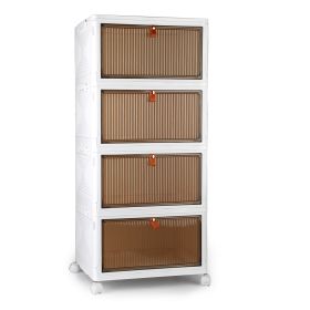 4Pc Foldable Storage Bins With Lid Front Magnetic Door Collapsible Stackable Closet Organizer Containers With 4Pcs 360 Degree Rotatable Wheels (Option: S Size)