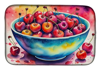Colorful Cherries Dish Drying Mat Absorbent Dish Drying Mat Pad for Kitchen Counter Dish Drainer Mat for Countertop, 14 x 21", Multicolor (Default: Default)