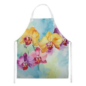 Orchids in Watercolor Apron Cooking Kitchen Server Baking Crafts Gardening for Adult Women Men, Unisex, Large, Multicolor (Default: Default)