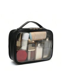 Clear Makeup Bag For Women, Clear Cosmetic Bag Travel Toiletry Bags Makeup Organizer Bag With Detachable Brush Holder Summer Travel, Vacation Hom (Color: Black)